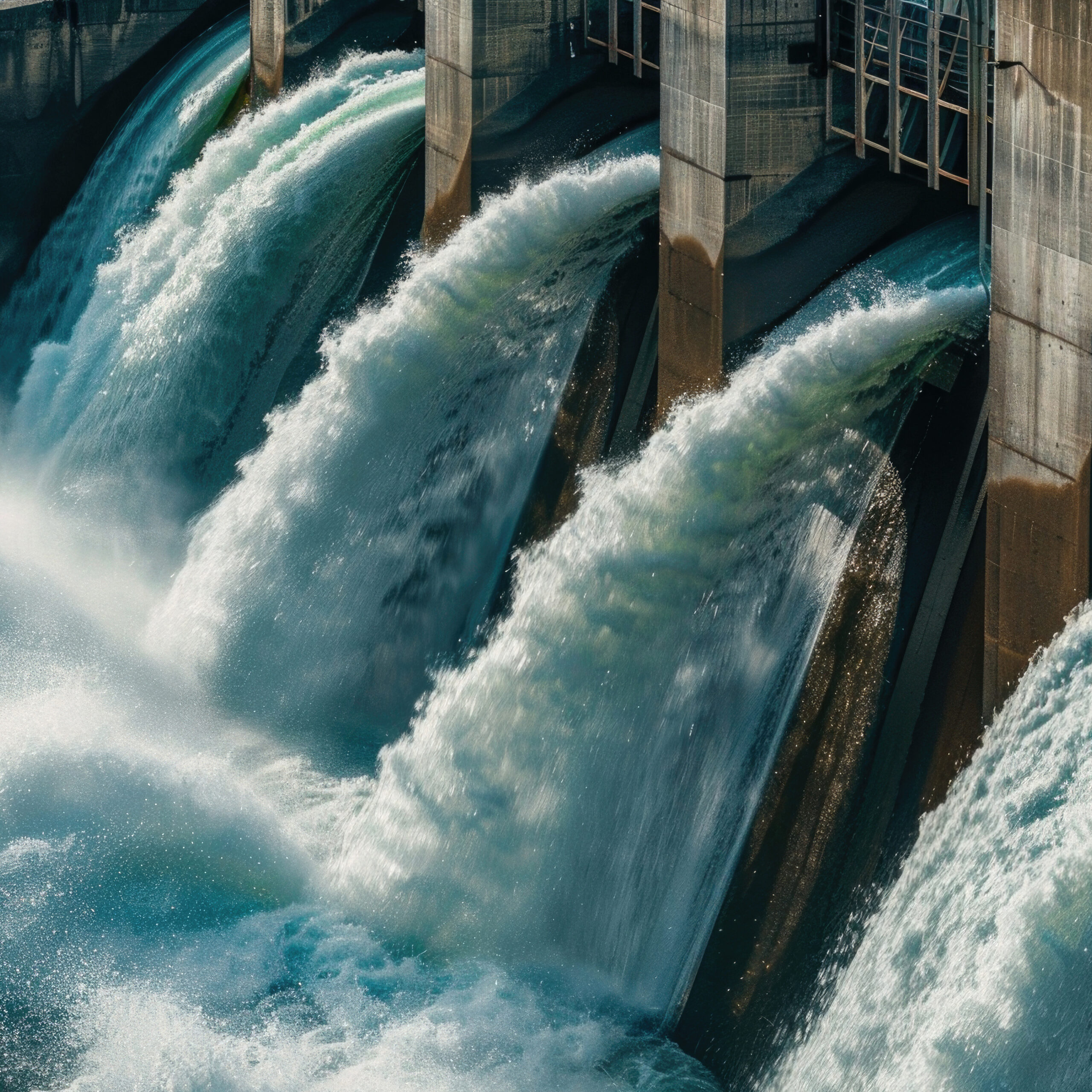 Water flowing through a hydro dam